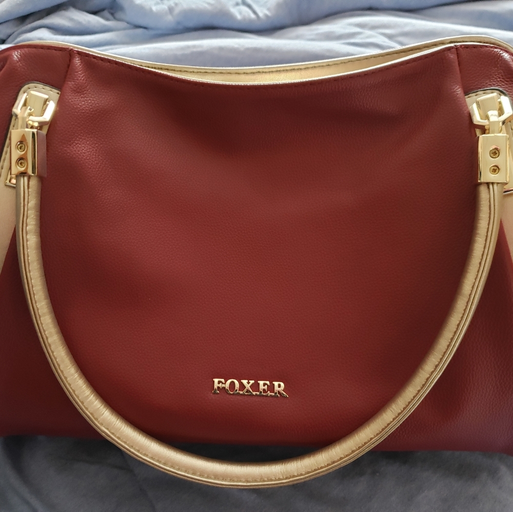 Foxer red leather purse